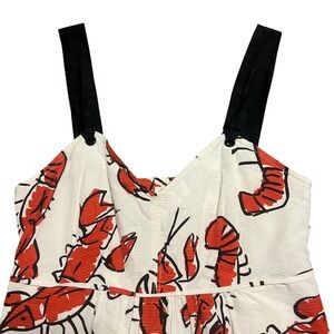 Anthropologie Edme & Esyllte Lobster Print Midi Dress Black Straps Cotton Size 2